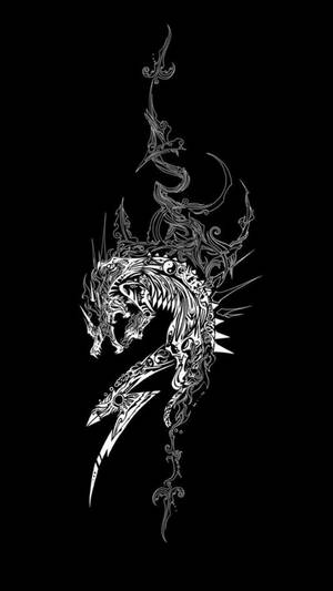 Dragón humeante blanco y negro en tema oscuro