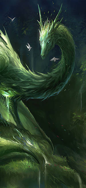 Fondo de pantalla Dragón Verde de la Naturaleza — iPhone Air Fondos de pantalla