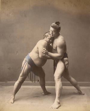 Fondo de pantalla vintage de lucha de sumo japonesa — Galaxy Z Fold 5 Fondos de pantalla