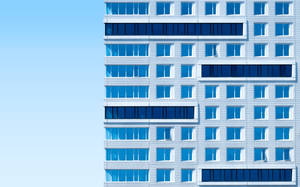 Edificio estético azul simple