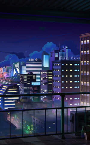 Edificios de la Ciudad Nocturna Anime