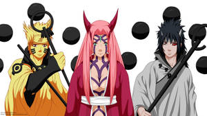 Miembros del Equipo 7 de Naruto en modo sabio fondo de pantalla.