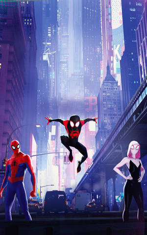 Fondo de pantalla móvil del trío de Spider-Man de Spider-Verse — Galaxy Tab Fondos de pantalla