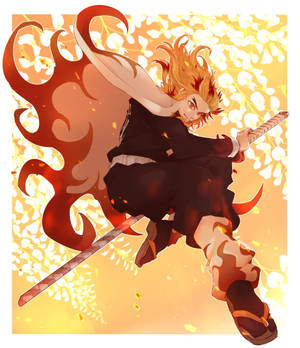 Fondo de pantalla de Rengoku Kyoujurou Jump. — Galaxy Z Fold 6 Fondos de pantalla