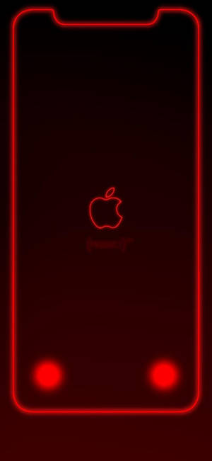 Fondo de pantalla iPhone XR del logo de Apple con borde en rojo neón — iPhone Xr Fondos de pantalla