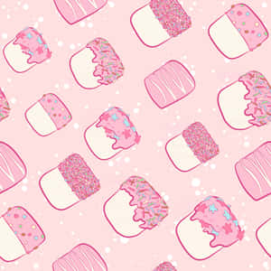 Encantadora variedad de elementos Kawaii sobre fondo rosa — Kawaii rosa Fondos de pantalla