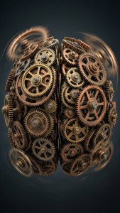 Cerebro steampunk hecho de engranajes entrelazados — iPhone 5 Fondos de pantalla