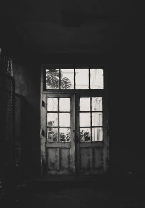 Fondo de pantalla Puerta de Vidrio Espeluznante — Halloween vintage Fondos de pantalla