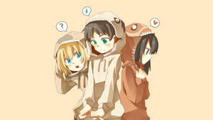 Eren Armin Y Mikasa Sudaderas Lindas — Chica anime linda Fondos de pantalla