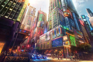 Escena adorable de película anime en una ciudad japonesa — Japón GIF Fondos de pantalla