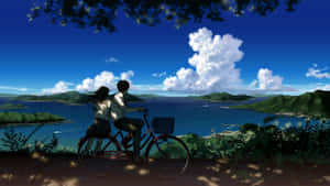 Escenario Anime Encantador con Cerezos en Flor — Anime hermoso Fondos de pantalla