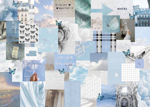 Escritorio collage azul estético simple — Escritorio estético Fondos de pantalla
