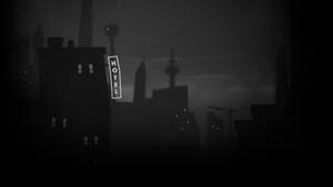 Escritorio de anime oscuro con estética de hotel