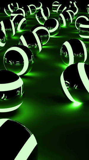 Esferas metálicas luminosas verdes para iPhone — Verde neón Fondos de pantalla