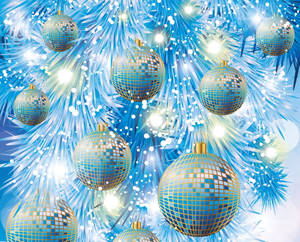 Fondo de pantalla de esferas navideñas azules brillo espejo — 5:4 Fondos de pantalla