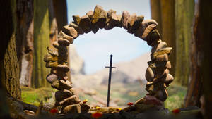 Espada en Anillo de Arco de Piedra — GIF genial Fondos de pantalla