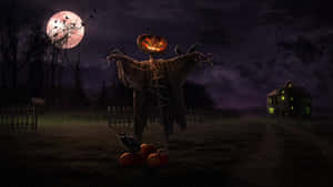 Espantapájaros con cabeza de calabaza escalofriante foto de perfil — Halloween de miedo Fondos de pantalla