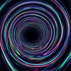 Un túnel en espiral profundo delineado con luz neón. — Galaxy Watch Fondos de pantalla