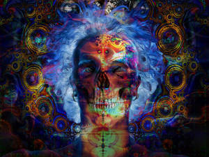 Esqueleto Oscuro Psicodélico con Anillos — Trippy oscuro Fondos de pantalla