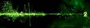 Fondo de pantalla abstracto de arte de doble monitor con latido verde neón — Monitor dual GIF Fondos de pantalla