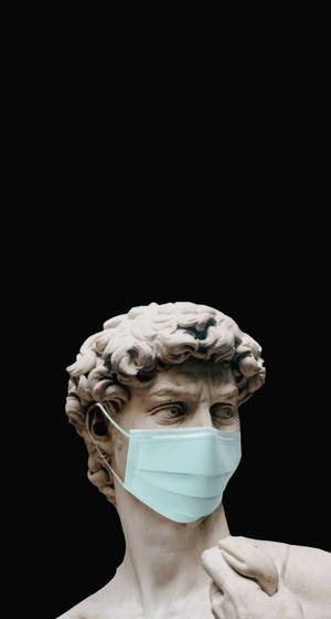 Fondo de pantalla de estatua griega estética divertida con cubrebocas — Estética divertida Fondos de pantalla