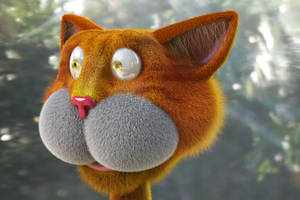 Fondo de pantalla de primer plano de gato naranja 3D con pelaje realista