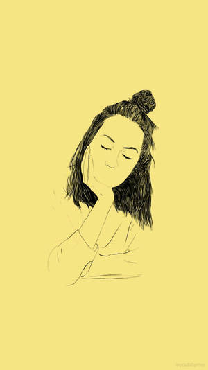 Estética amarillo pastel con boceto de mujer — Amarillo aesthetic Fondos de pantalla