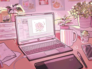 Imágenes de estética anime rosa — Rosa claro estético Fondos de pantalla