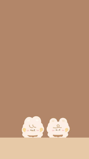 Fondo de pantalla de estética beige con personajes kawaii