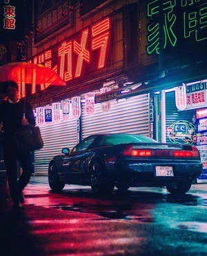Estética de autos JDM con luces rojas