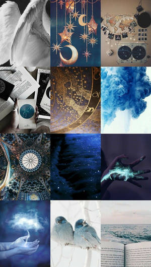 Fondo de pantalla de estética de bruja azul y blanca