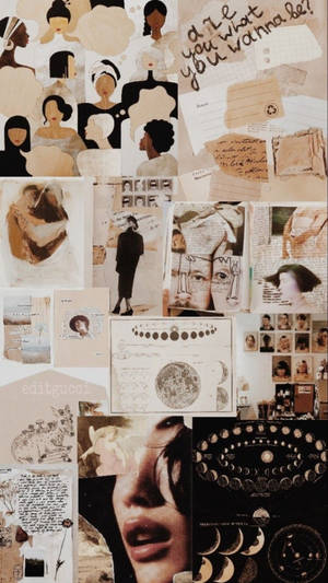 Estética de periódico con imágenes impresas vintage — Estética beige GIF Fondos de pantalla