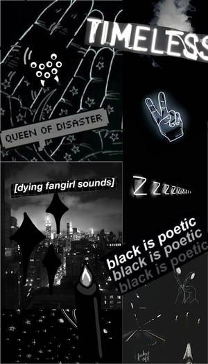 Fondo de pantalla de estética emo en collage negro