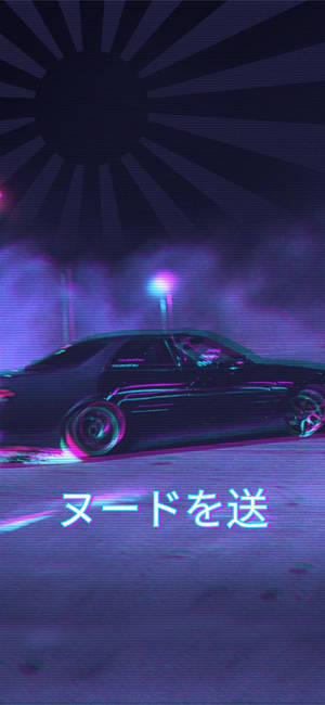 Estética JDM clásica con bandera — Coche en movimiento Fondos de pantalla
