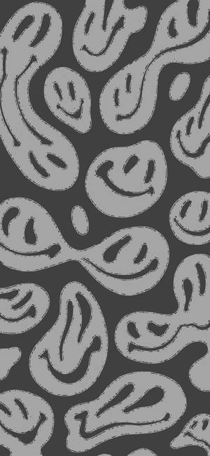Estética psicodélica de smiley distorsionado en escala de grises
