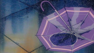 Estética Retro Anime de Paraguas en la Lluvia — Escena de anime GIF Fondos de pantalla