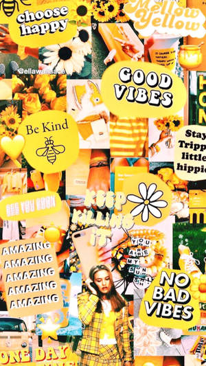 Fondo de pantalla estética Tumblr de collage amarillo — Estética tumblr Fondos de pantalla