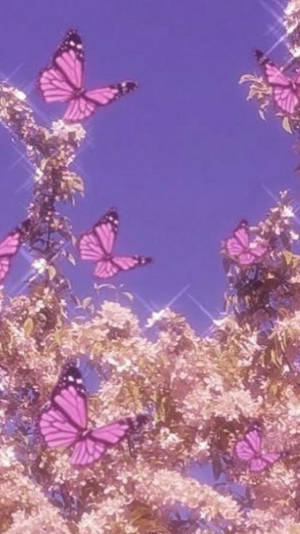 Estética Y2K Mariposas Rosas Brillantes