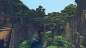 Fondo de pantalla Minecraft bosque puente vista escénica
