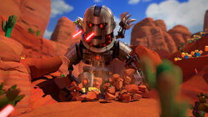 Fondo de pantalla genial de avatar robot en el juego Roblox.