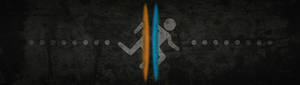 Hombre corriendo a través de anillos de portal, fondo de pantalla para doble monitor