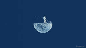Fondo de pantalla minimalista de Luna y Astronauta