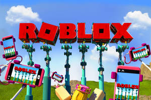 Diseño de fondo de pantalla creativo y asombroso de la portada del videojuego Roblox.