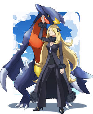 Fondo de pantalla de fanart de Garchomp y Cynthia — Galaxy Z Fold 5 Fondos de pantalla
