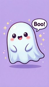 Fantasma kawaii diciendo boo de manera amigable. — iPhone Se Fondos de pantalla