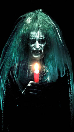 Fondo de pantalla de iPhone de fantasma con velo verde para Halloween — Halloween iPhone Fondos de pantalla