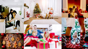 Fondo de pantalla de feliz collage navideño familiar