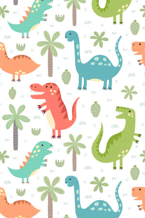 Fiesta de Dinosaurios Encantadora en la Selva — Dinosaurio lindo Fondos de pantalla