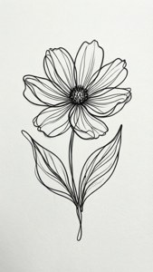 Flor minimalista negra de línea continua sobre blanco. — iPhone 5 Fondos de pantalla