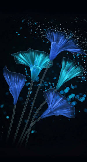 Flor de Neón Estética Azul Oscuro HD — Azul oscuro estético Fondos de pantalla